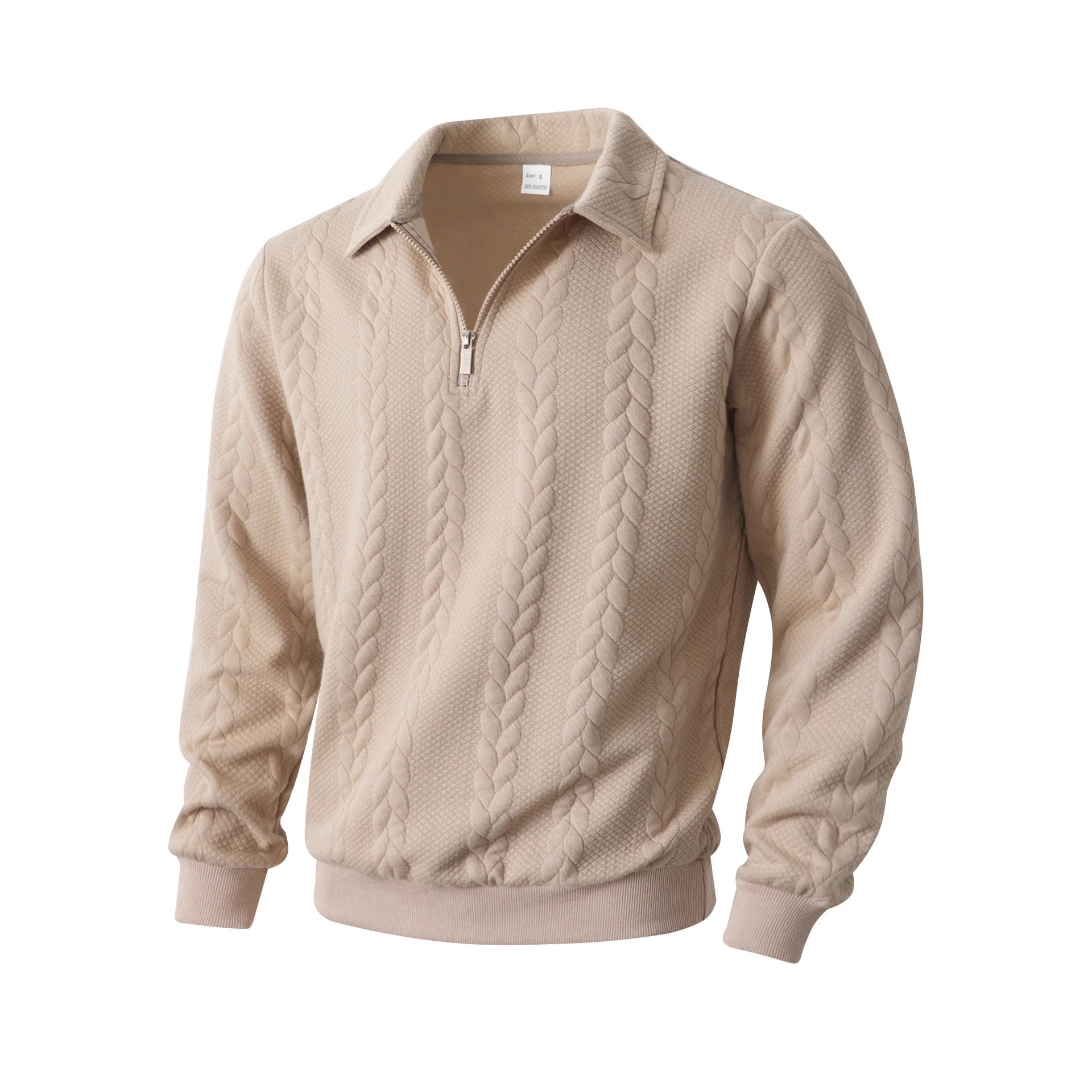 Men's Fashion Jacquard Lapel Long Sleeve Sweater