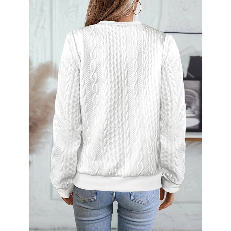 Women's Textured Half Zip Pullover Tops Casual Long Sleeve Crewneck Sweatshirts