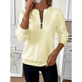 Women's Textured Half Zip Pullover Tops Casual Long Sleeve Crewneck Sweatshirts