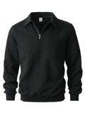 Men's Fashion Jacquard Lapel Long Sleeve Sweater